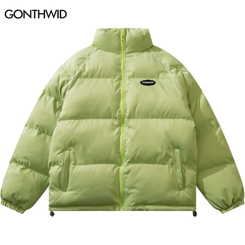 Winter Parkas Jacket Harajuku Solid Color Thicken Warm Bubble Padded Coats Streetwear Men Women Casual Loose Outwear