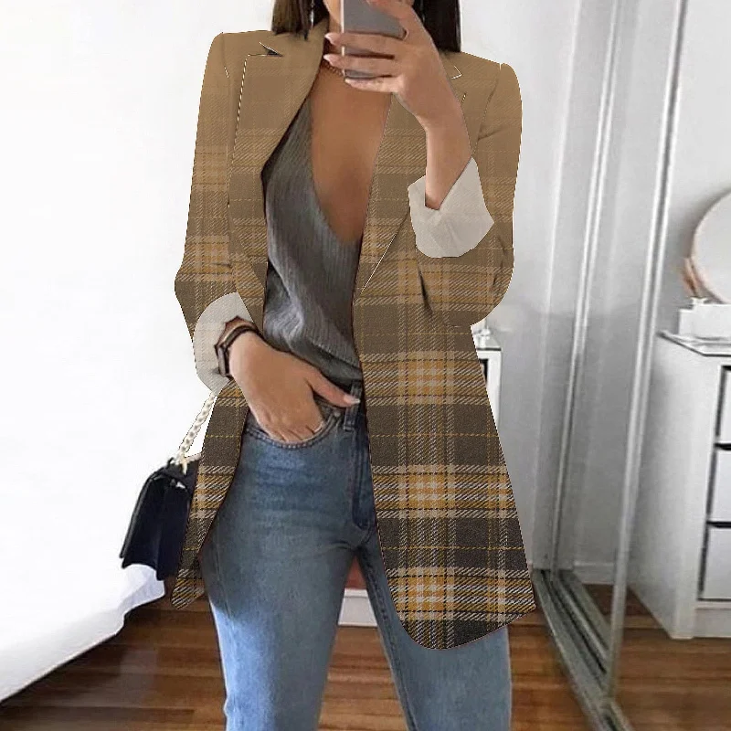 Womens Casual Elegant Long Sleeve Blazer Jacket Solid Color Work Oversized Work Egirl Oversize Exercise Ethnic